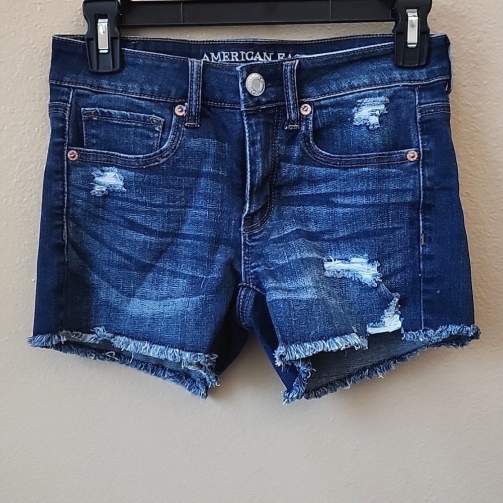 American Eagle Midi Super Stretch Denim Shorts 2